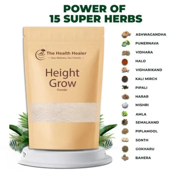 The Health Healer Height Grow Powder – 100% Natural Height Increase Supplement for Daily Growth & Wellness – 70g